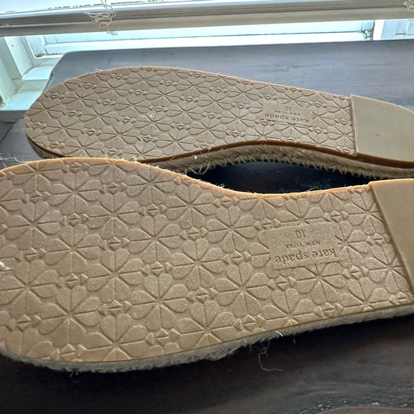Kate Spade flat espadrille slides sandals. Size 10, blue and beige color. - Picture 4 of 4